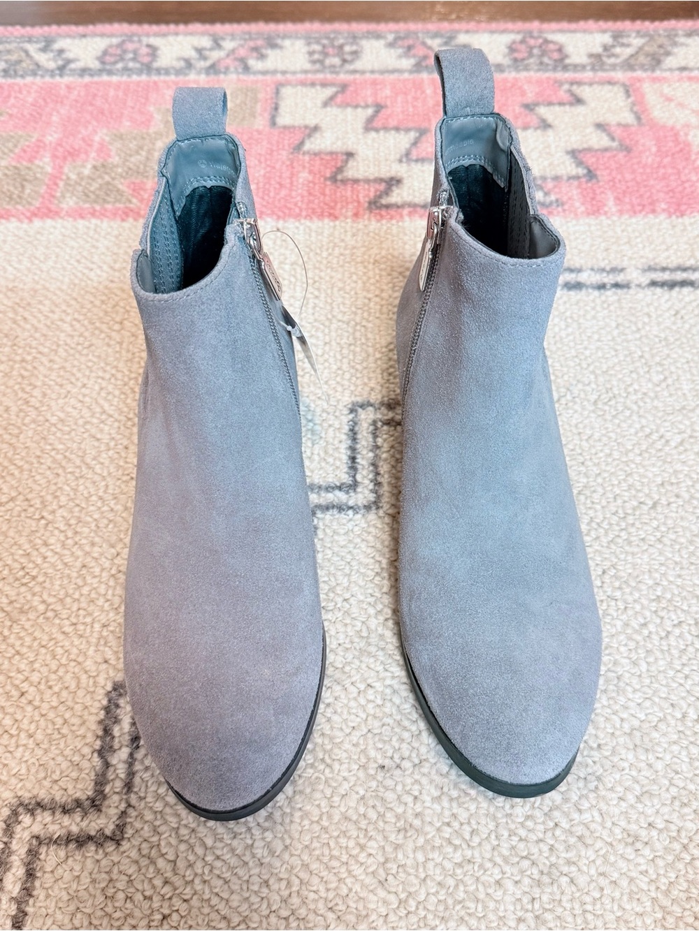 Blondo Light Gray Suede Ankle Booties with Side Zipper